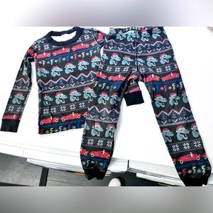 5T boys Christmas dinosaur pajamas